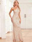 Women's Sequin Fully Lined Back Zip Evening Gown