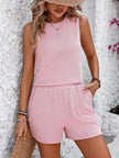 Women's Sleeveless Tank Top Shorts Striped Two-piece Suit