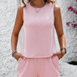 Women's Sleeveless Tank Top Shorts Striped Two-piece Suit