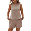 Women's Sleeveless Tank Top Shorts Striped Two-piece Suit