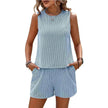 Women's Sleeveless Tank Top Shorts Striped Two-piece Suit