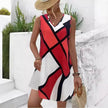 Women's Sleeveless V-neck Printed Loose Mini Dress