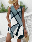 Women's Sleeveless V-neck Printed Loose Mini Dress