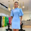 Women's Solid Color Round Neck Slim Fit Dress