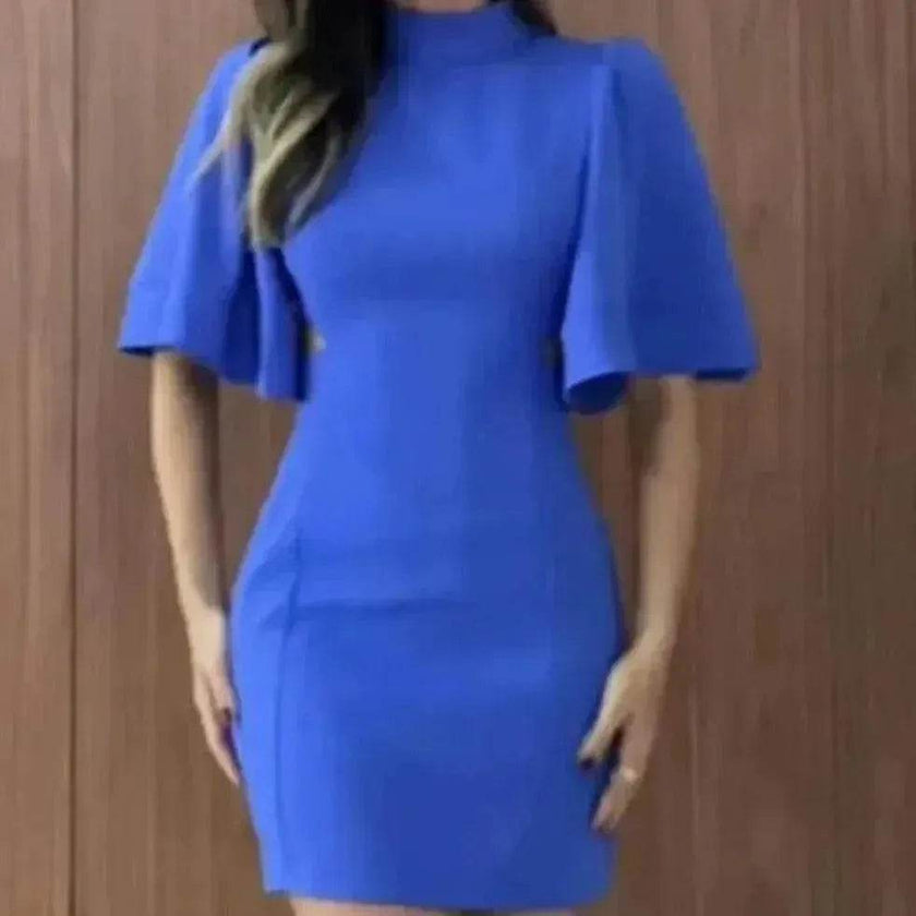 Women's Solid Color Round Neck Slim Fit Dress