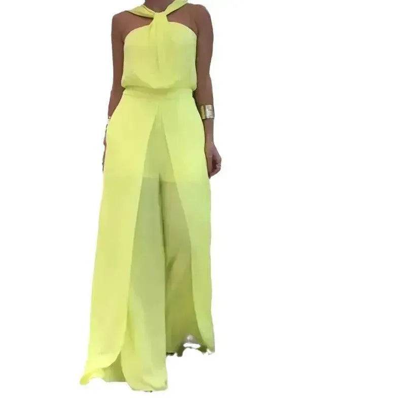 Women's Solid Color Wide Leg Jumpsuit