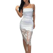 Women's Stitching Lace Tie Back Dress