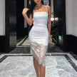 Women's Stitching Lace Tie Back Dress