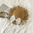 Women's Straw Sun Hat with Bow – Foldable Wide Brim Beach Hat (Khaki & Beige)