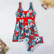 Women's V-neck Printed Split Bikini Swimsuit