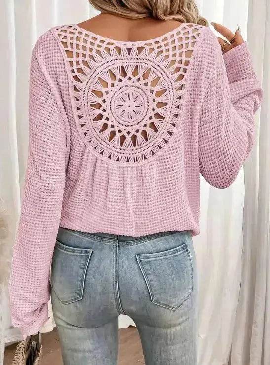 Women's V-neck Solid Color Fashion Knitted Blouse
