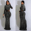 Women's Wear Pure Color Mesh Hot Drilling Dress