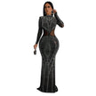 Women's Wear Pure Color Mesh Hot Drilling Dress
