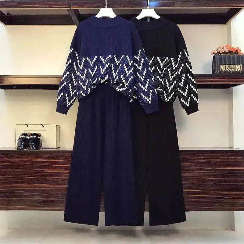Women Two-piece knitted wide-leg pants