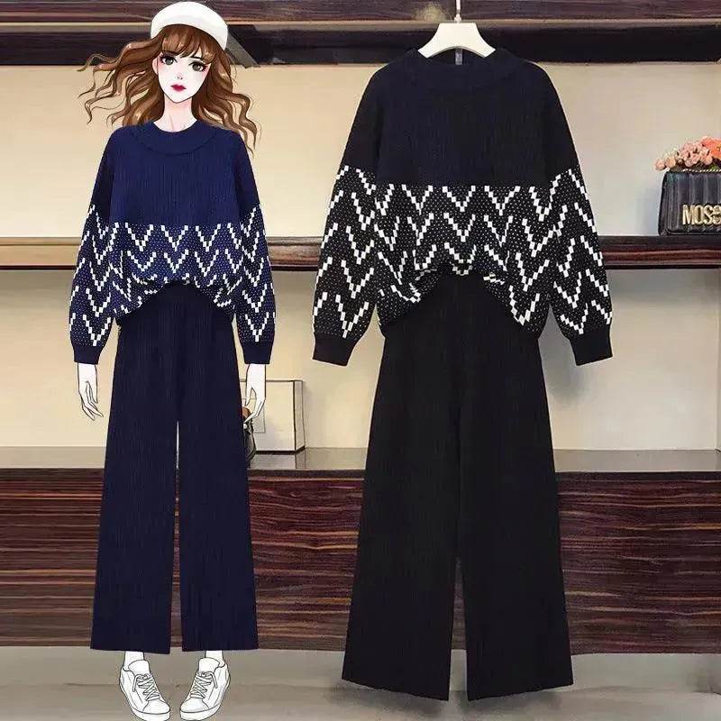 Women Two-piece knitted wide-leg pants