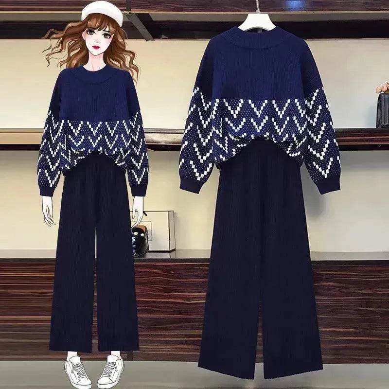 Women Two-piece knitted wide-leg pants