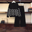 Women Two-piece knitted wide-leg pants
