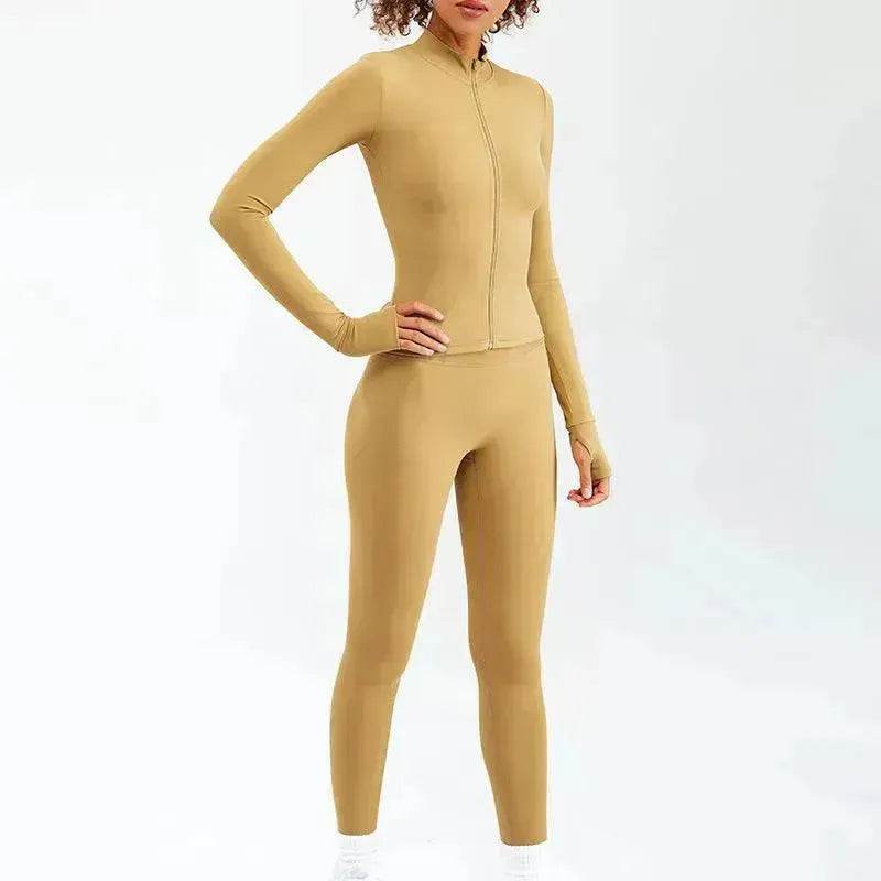 Women Yoga Zipper Long-sleeved Gym Exercise Fitness Suit
