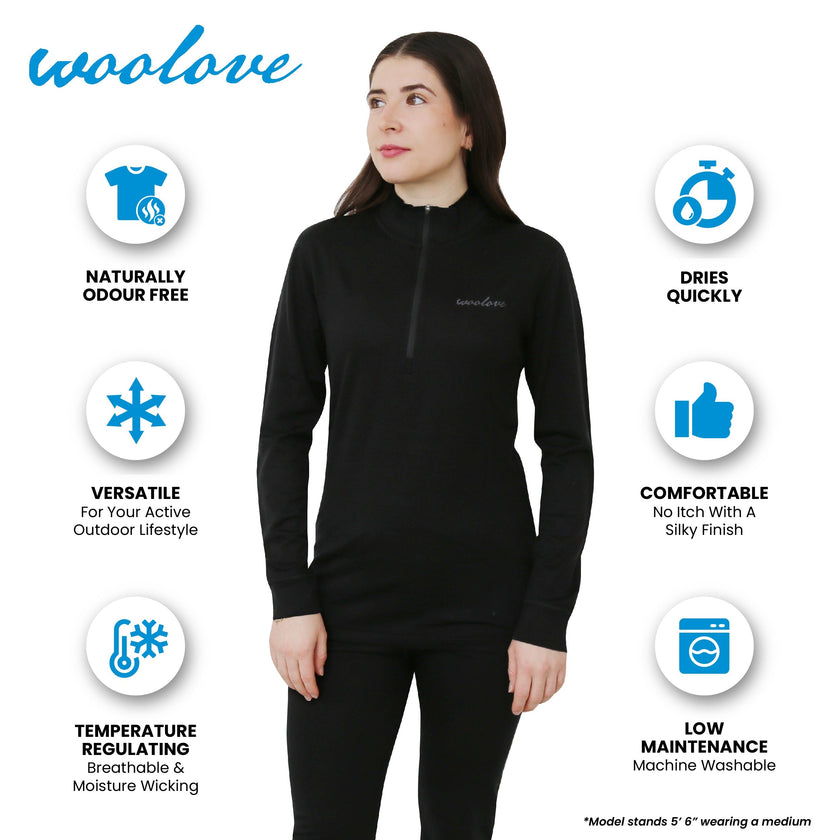 Women's Merino Wool 1/4 Zip Pullover — Midweight