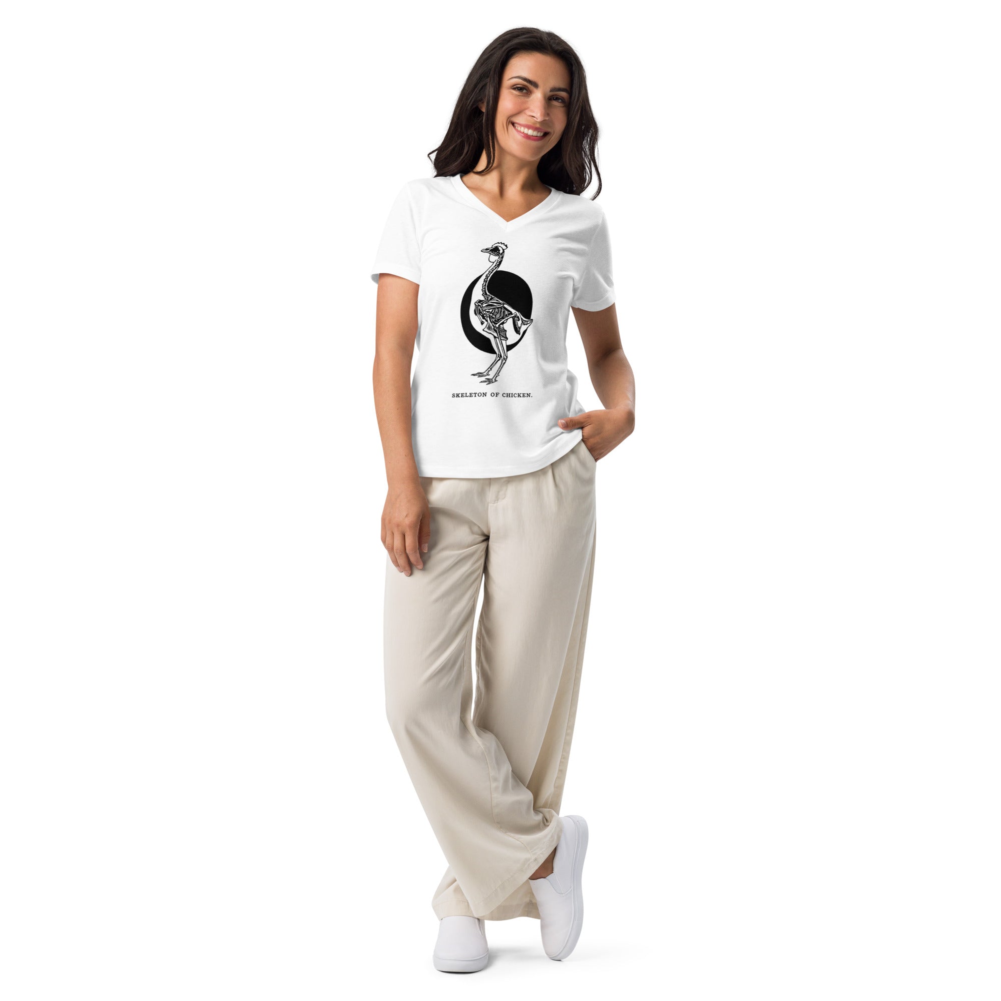 Retro Chicken Skelton Women’s relaxed v-neck t-shirt