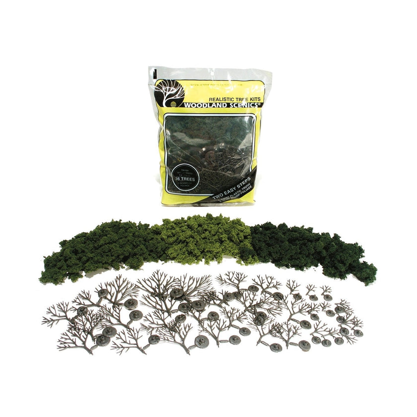 Woodland Scenics Realistic Trees Kits Green Deciduous Mixed Green 3/4 to 3