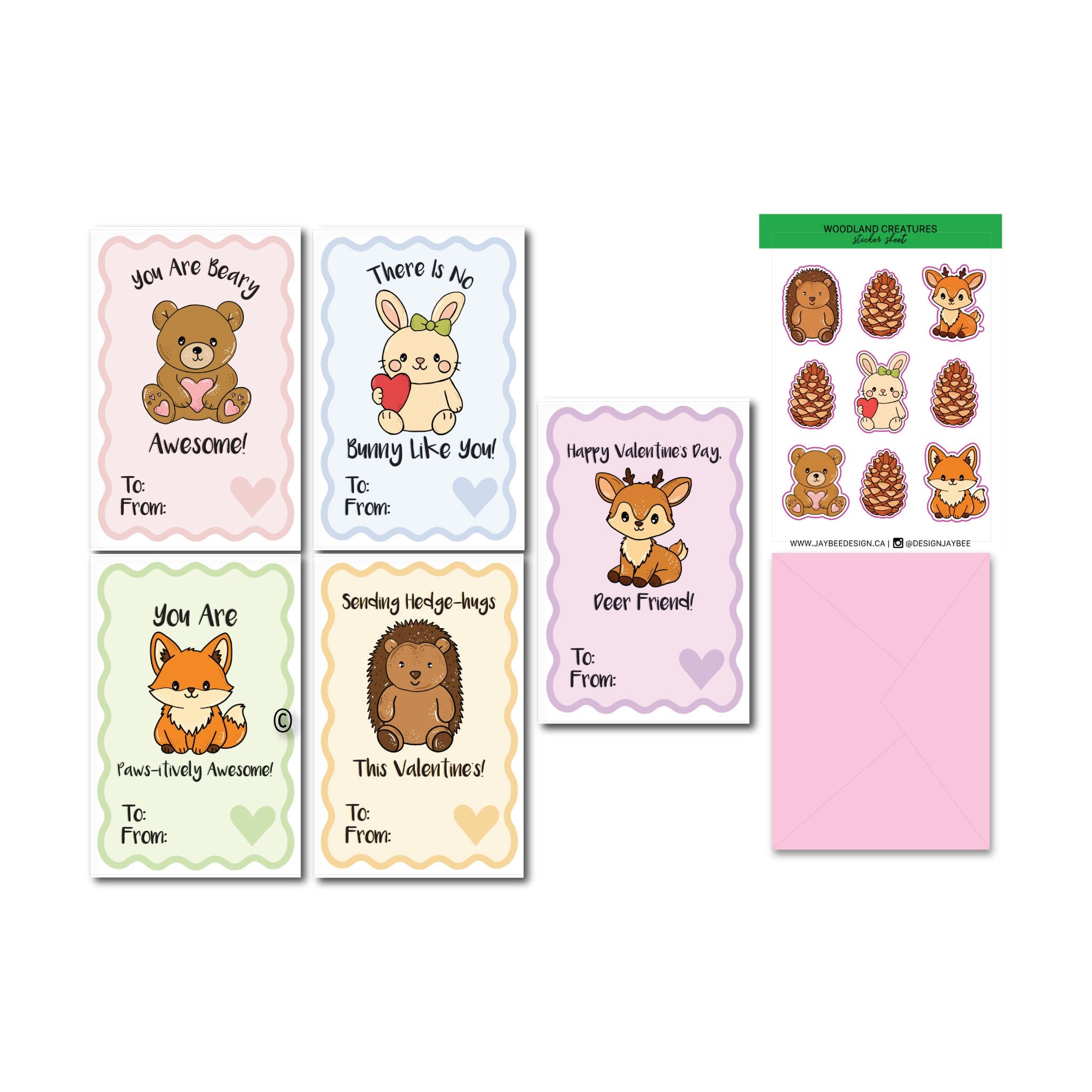 Woodland Valentine's Day Set - Card Set