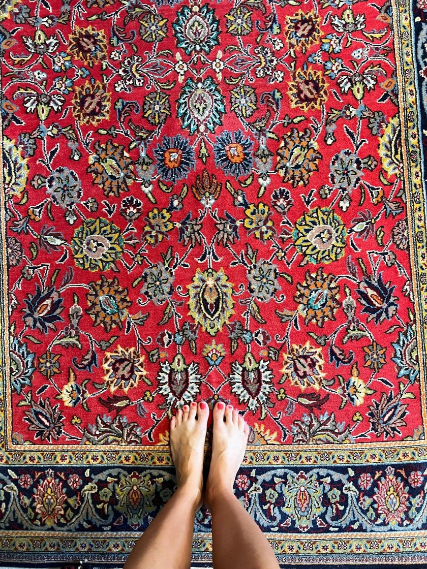 Wool and silk Qum rug|6’7”x4’6”