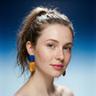 Clay Two Tone Earrings Handmade, Post or Clip Ons - 