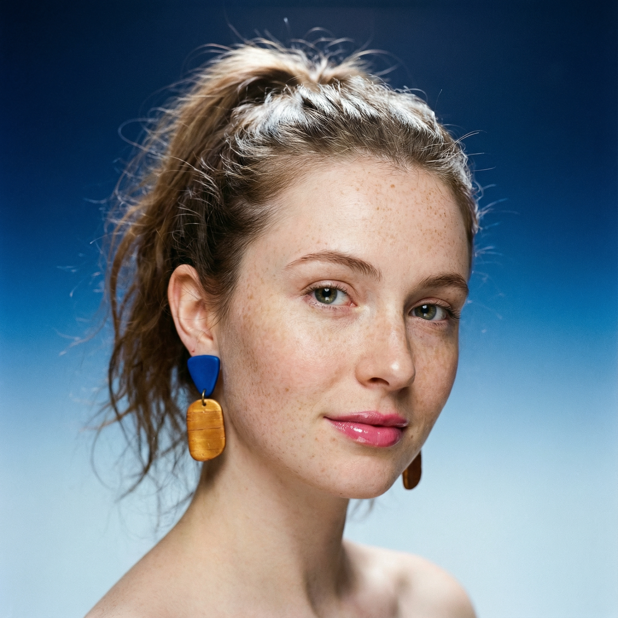 Clay Two Tone Earrings Handmade, Post or Clip Ons - 