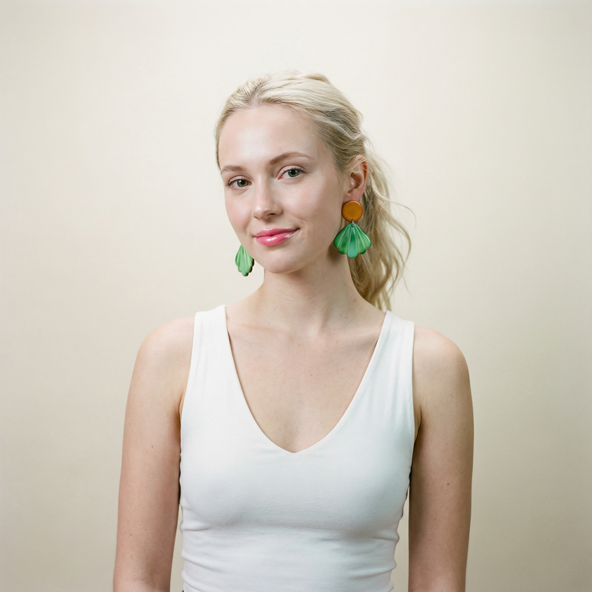 Seashell Drop Statement Earrings, Post or Clip On – 