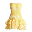 Wrapped Chest Embroidered Cotton Stretch Waist Shaping Ruffled Vacation Jumpsuit Skirt