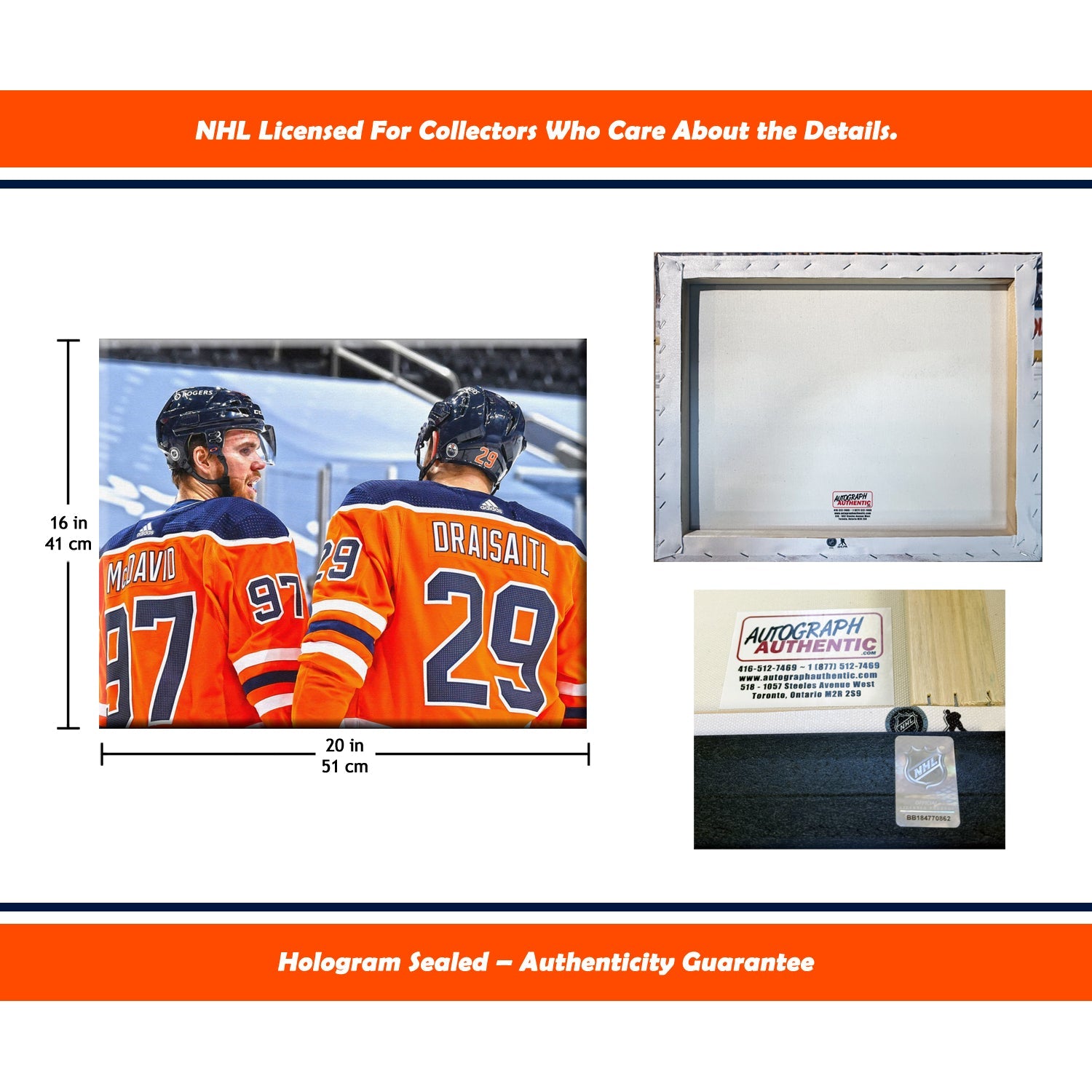 CONNOR MCDAVID AND LEON DRAISAITL EDMONTON NHL LICENSED COLLECTIBLE WRAPPED CANVAS ARTWORK HOCKEY POSTER WALL DECOR GIFT MEMORABILIA DISPLAY (16