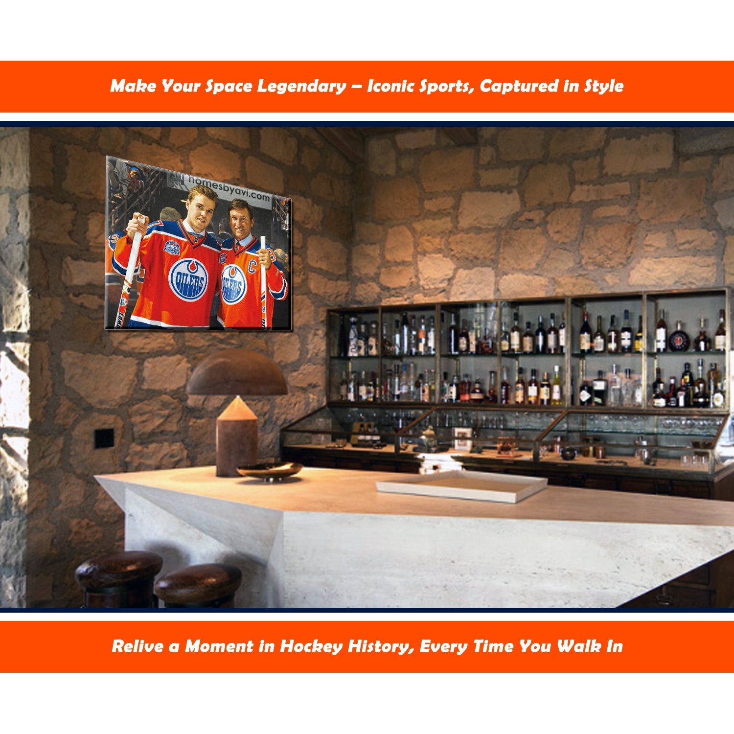 WAYNE GRETZKY AND CONNOR MCDAVID EDMONTON NHL LICENSED COLLECTIBLE WRAPPED CANVAS - HOCKEY LEGENDS ARTWORK WALL DECOR OILERS MEMORABILIA SPORTS GIFT ICON DISPLAY (16