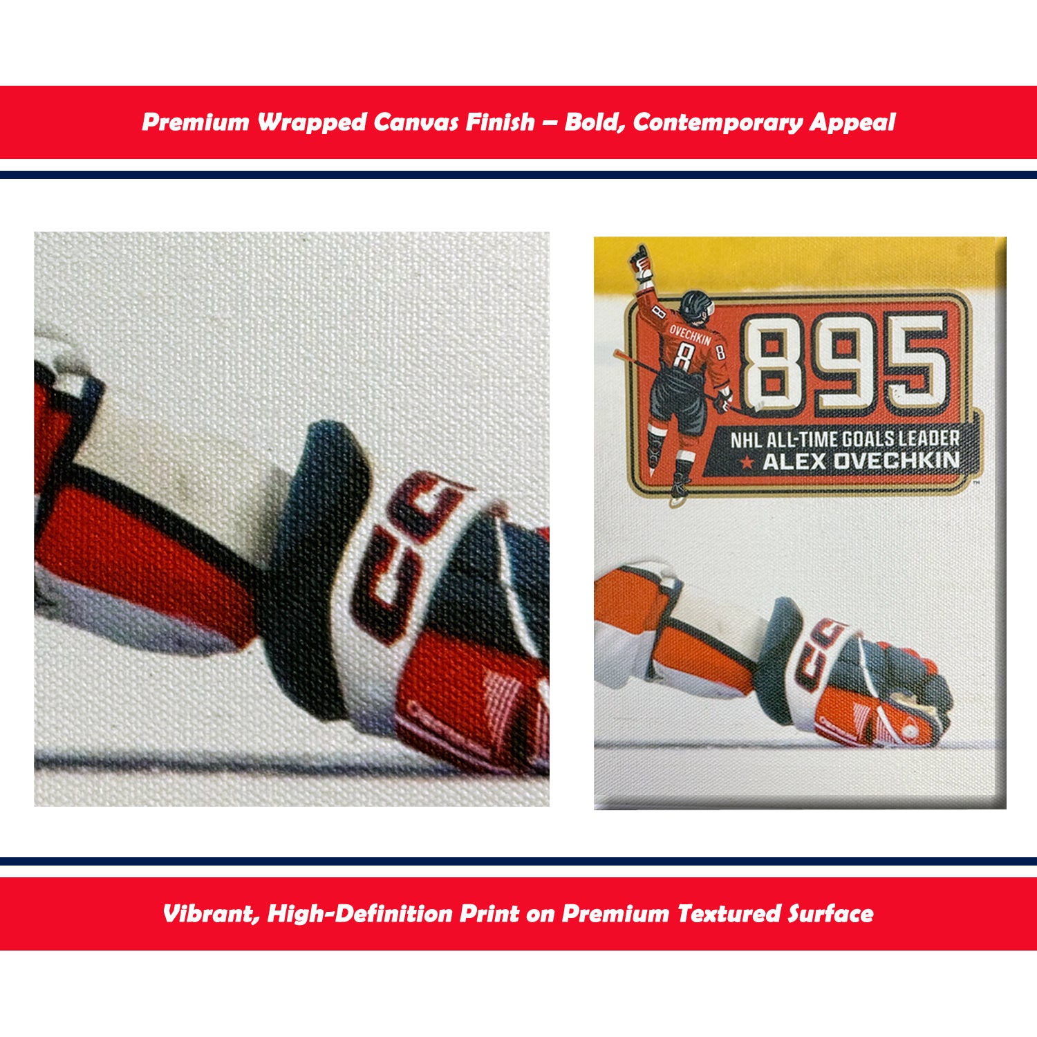 ALEXANDER OVECHKIN RECORD BREAKING GOAL #895 NHL WASHINGTON NHL LICENSED COLLECTIBLE WRAPPED CANVAS POSTER MEMORABILIA WALL ART CAPITALS HOCKEY THE GREAT 8 (20