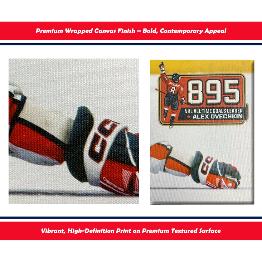 ALEXANDER OVECHKIN RECORD BREAKING GOAL #895 NHL WASHINGTON NHL LICENSED COLLECTIBLE WRAPPED CANVAS POSTER MEMORABILIA WALL ART CAPITALS HOCKEY THE GREAT 8 (20