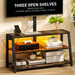 Bay TV Stand with Swivel Mount, Power Outlet and LED Lights for 32-70