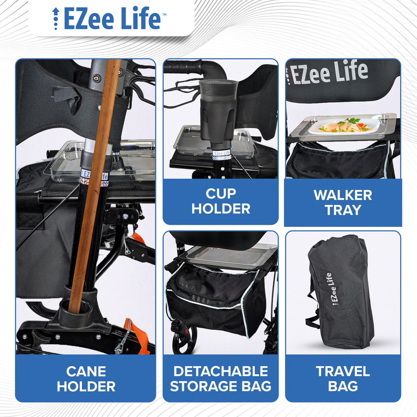 EZee Life X Frame Rollator CH3011 | Lightweight 4-Wheel Walker with Seat Canada