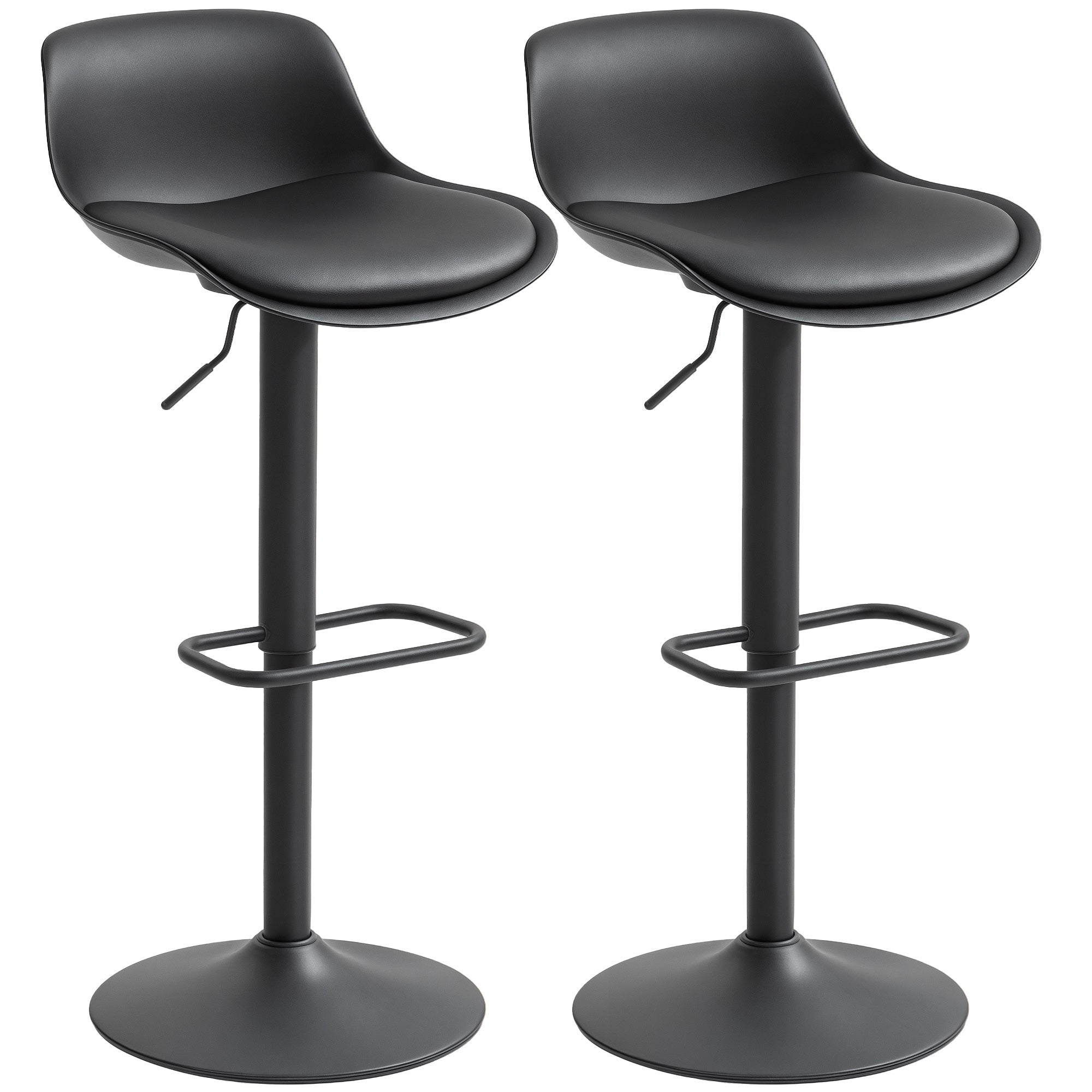 Zee Counter Height/Bar Stools Set of 2 with Adjustable Height and Swivel Seat-Black