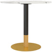 Rene Round Modern Dining Table with Faux Marble Top for Small Spaces-White
