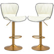 Maxi Counter Height Bar Stools Set of 2-Adjustable Height and Swivel Seat-White/Gold