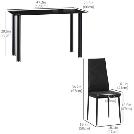 Adam Modern Space-Saving Dining Set for 4-Black