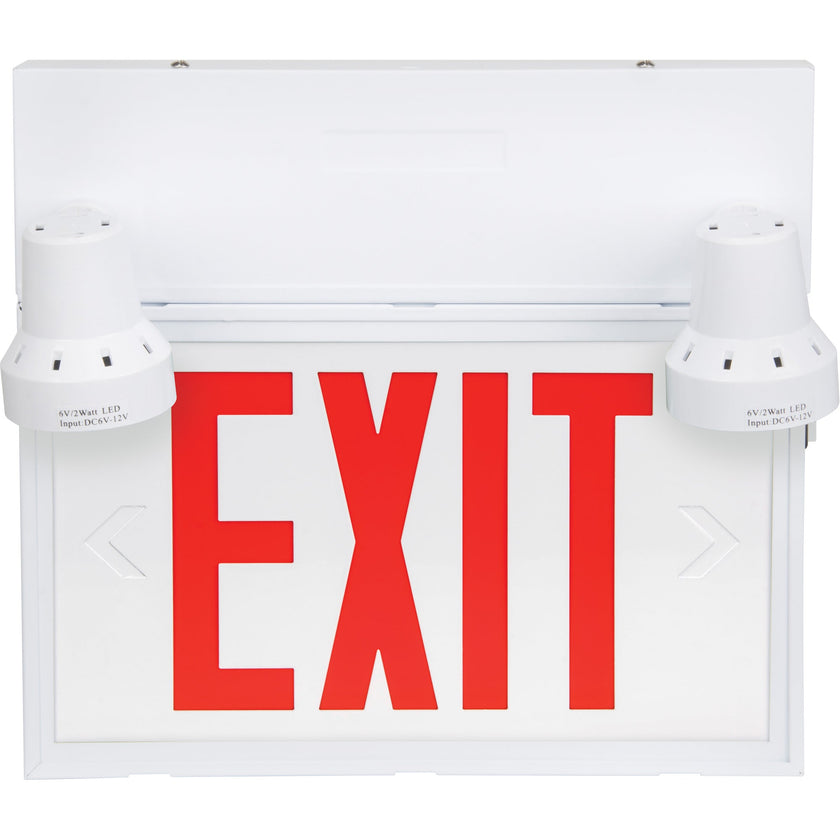 Exit Sign with Security Lights, LED, Battery Operated/Hardwired, 12-1/10