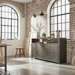 Buffet industriel en bois recyclé et acier brut