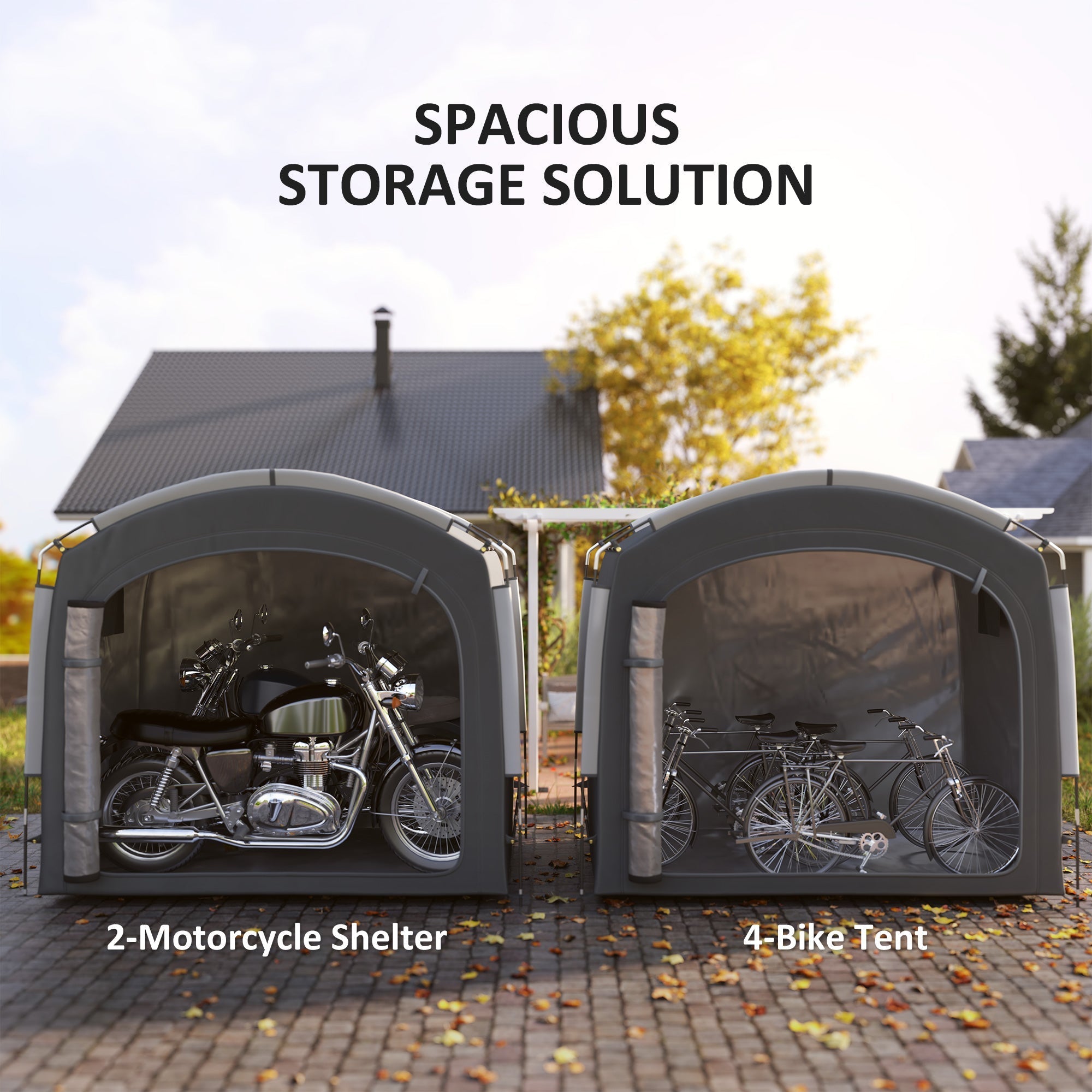 Outsunny Bike Storage Shed Tent, Portable and Waterproof with 210D Oxford Fabric and Carry Bag for 3-4 Bicycles, Dark Grey
