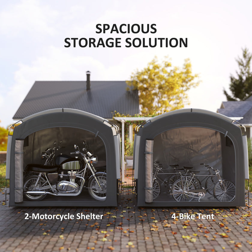 Outsunny Bike Storage Shed Tent, Portable and Waterproof with 210D Oxford Fabric and Carry Bag for 3-4 Bicycles, Dark Grey