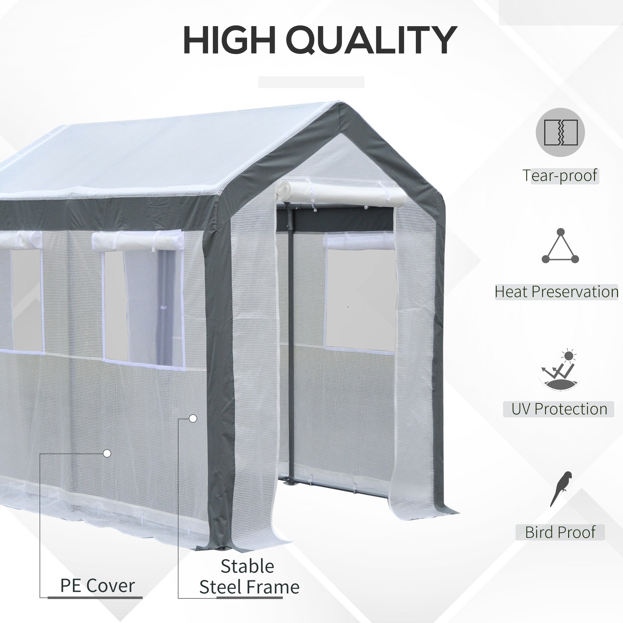 Outsunny Heavy-duty Walk-in Greenhouse 8' x 6' x 7.5' Outdoor Polytunnel for Vegetable Plant Growth Warm House