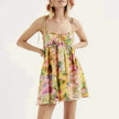 Y2K Flowers Print Suspender Dress Summer Fashion Ruffled Holiday Beach Short Dresses Womens Clothing
