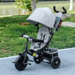 Qaba Convertible 4-in-1 Toddler Tricycle with Parent Handle for Kids 1-5 Years Outdoor Play Grey