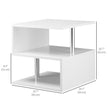 Caelan Wooden S Shape End Table with 3 Tier Storage Shelves-White
