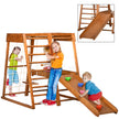 Qaba 6-in-1 Children's Jungle Gym Indoor Playground with Slide Climbing Wall Swing Monkey Bars for Kids Play Area